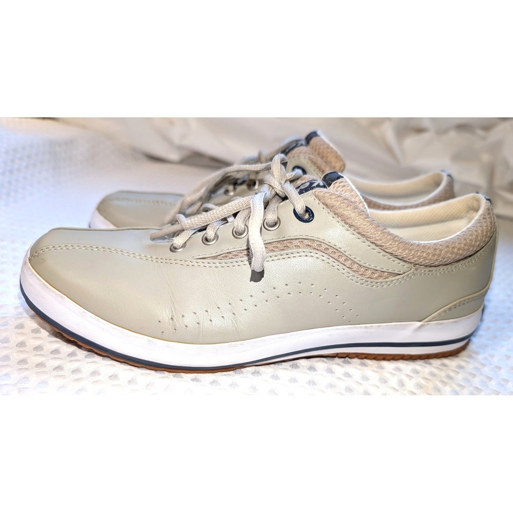Keds Spirit Stone Gray Leather Comfy Women's Sneakers Size 8.5 Lace Up
